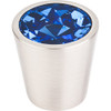 Blue Crystal Center Knob 1 1/16''   TK131  in Brushed Satin Nickel Shell