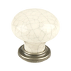 Knob, 1-3/8-Inch Diameter, Satin Nickel/Cream Crackle Antique Pewter/Grey Crackle Finish