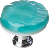 Glacier Aqua Round Knob with Polished Chrome Base R-207-PC