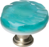 Glacier Aqua Round Knob with Satin Nickel Base R-207-SN