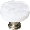 Glacier White Round Knob with Satin Nickel Base R-212-SN