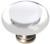 Reflective White Round Knob with Satin Nickel Base R-701-SN