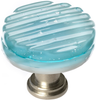 Texture Reed Light Aqua Round Knob with Satin Nickel Base R-801-SN