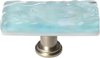Skinny Glacier Light Aqua Long Knob with Satin Nickel Base SLK-208-SN