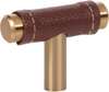 Zanzibar Brown Leather Knob 1 7/8'' Warm Brass 288-OW-WB