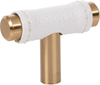Zanzibar White Leather Knob 1 7/8'' Warm Brass 288-WT-WB