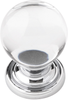 Luster Collection Knob 1-1/8'' diam Glass with Chrome Finish B076568-GLCH