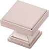 Brownstone Collection Knob 1-3/8'' Square Satin Nickel Finish B077460-SN