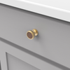 Reserve Collection Knob 1-1/4'' diam Brushed Golden Brass with Brown Leather Finish B077977LRBGB