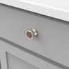 Reserve Collection Knob 1-1/4'' diam Satin Nickel with Brown Leather Finish B077977LRSN