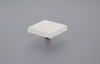 Fused Glass, Large Square Knob 2-1/2'' Dia, Translucent White, Conical Stem, Gold 211067-TW-GLD