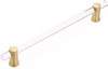 Lumiere Appliance Pull, NON-Adjustable Clear Acrylic, Satin Brass, 12'' cc 402-SB