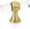 Lumiere Transitional T-Knob, Adjustable Clear Acrylic, Satin Brass, 2'' 411-SB