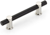 Foncé Bar Pull, NON-Adjustable, Matte Black bar/Polished Nickel stems, 4'' cc 424-MB/PN