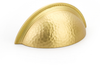 Atherton Cup Pull, Hammered, Knurled Edge, Satin Brass, 3'' cc 574-SB