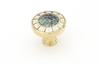 Fair Isle Knob, Round, Imperial Shell, Mother of Pearl, Polished Brass, 1-1/2'' dia 655-PB