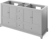 Addington 60'' Grey Vanity, double bowl, Calacatta Vienna Quartz Vanity Top, two undermount rectangle bowls VKITADD60GRCQR
