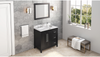 Cade 36'' Black Vanity, left offset, Calacatta Vienna Quartz Vanity Top, undermount rectangle bowl VKITCAD36BKCQR