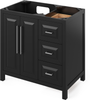 Cade 36'' Black Vanity, left offset, Calacatta Vienna Quartz Vanity Top, undermount rectangle bowl VKITCAD36BKCQR