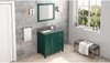 Cade 36'' Forest Green Vanity, left offset, Boulder Vanity Cultured Marble Vanity Top, undermount rectangle bowl VKITCAD36GNBOR