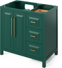 Cade 36'' Forest Green Vanity, left offset, White Carrara Marble Vanity Top, undermount rectangle bowl VKITCAD36GNWCR