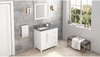 Cade 36'' White Vanity, left offset, Boulder Vanity Cultured Marble Vanity Top, undermount rectangle bowl VKITCAD36WHBOR