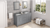 Cade 60'' Grey Vanity, double bowl, Boulder Cultured Marble Vanity Top, undermount rectangle bowl VKITCAD60GRBOR