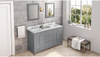 Cade 60'' Grey Vanity, double bowl, White Carrara Marble Vanity Top, undermount rectangle bowl VKITCAD60GRWCR