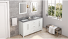 Cade 60'' White Vanity, double bowl, Steel Grey Cultured Marble Vanity Top, undermount rectangle bowl VKITCAD60WHSGR
