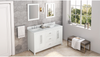Cade 60'' White Vanity, double bowl, White Carrara Marble Vanity Top, undermount rectangle bowl VKITCAD60WHWCR