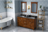 Chatham 60'' Chocolate Vanity, double bowl, Black Granite Vanity Top, two undermount rectangle bowls VKITCHA60CHBGR
