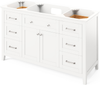 Chatham 60'' White Vanity, Black Granite Vanity Top, undermount rectangle bowl VKITCHA60SWHBGR