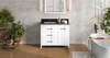 Katara 42'' White Vanity, left offset, Black Granite Vanity Top, undermount rectangle bowl VKITKAT42WHBGR