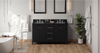 Katara 60'' Black Vanity, double bowl, Black Granite Vanity Top, two undermount rectangle bowls VKITKAT60BKBGR