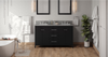 Katara 60'' Black Vanity, double bowl, Boulder Cultured Marble Vanity Top, two undermount rectangle bowls VKITKAT60BKBOR