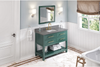 Wavecrest 48'' Forest Green Vanity, Boulder Cultured Marble Vanity Top, undermount rectangle bowl VKITWAV48GNBOR