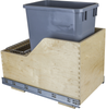 Single 35 Quart Wood Bottom-Mount Soft-close Trashcan Rollout for Hinged Doors, Includes Grey Can CAN-WBMS35G
