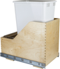 Single 50 Quart Wood Bottom-Mount Soft-close Trashcan Rollout for Hinged Doors, Includes One White Can CAN-WBMS50WH