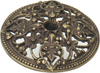 Juliane Grace large round back plate with florets in Antique Brass. 136-3