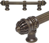 Cricket Cage 6'' cc with 5/8'' reeded center long pull & center brace large finial in Antique Brass. 5685R-3
