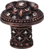 Versailles 7609-22C Oil Rub Bronze large round knob Fleur De Lys decorative column foot w/ Swarovski crystals 7609-22C