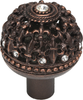 Versailles 7612-22C Oil Rub Bronze large round knob Fleur De Lys open basket w/ Swarovski Crystals 7612-22C