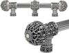 Versailles 7660R-11AB Satin Fleur De Lys 6'' cc long pull large finial w/ Swarovski Crystals w/ 5/8'' reeded center w/ center brace 7660R-11AB