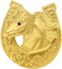 Classic Western Horse in a horse shoe w/ a rose knob left 8030-8