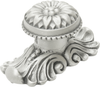 Acanthus large knob with flared foot Rosette style with medium backplate in Satin. 830842-11