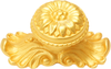 Acanthus large knob with flared foot Rosette style with medium backplate in Gilded Mercury. 830842-8