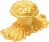Acanthus large knob with flared foot Rosette style with medium backplate in Gilded Mercury. 830842-8