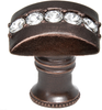 Caché rectangle knob with flared foot with center of 5 rivoli Swarovski Clear Crystals 872B-22C