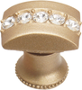Caché rectangle knob with flared foot with center of 5 rivoli Swarovski Clear Crystals in Soft Gold. 872B-27C