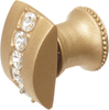Cache Caché rectangle knob with flared foot with center of 5 rivoli Swarovski Clear Crystals in Soft Gold. 872B-27C